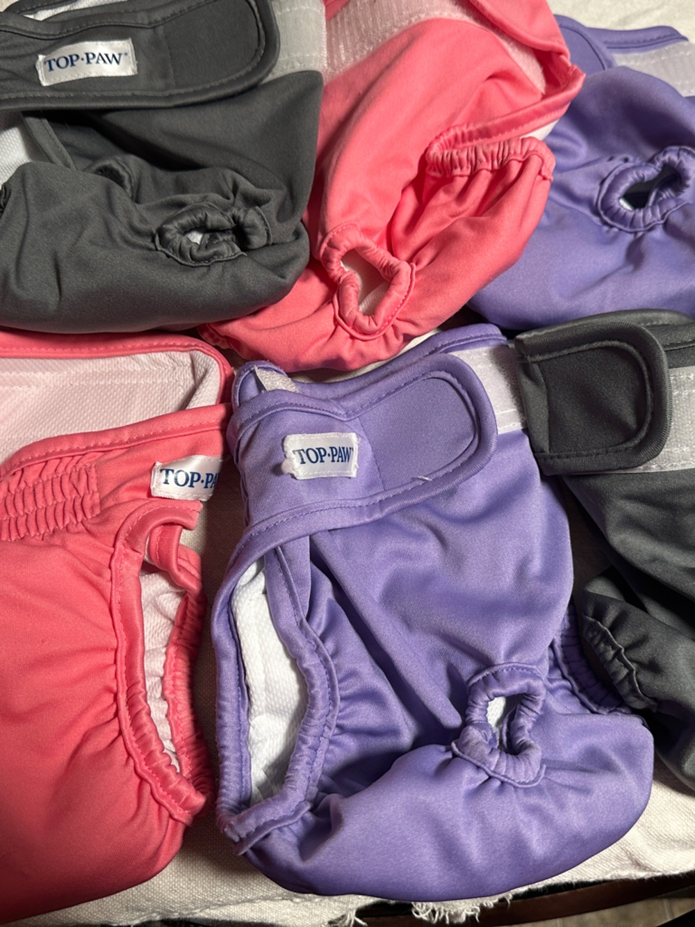 Top Paw, Medium, Reusable Diapers in Pink, Purple, and Gray , bundle of 6